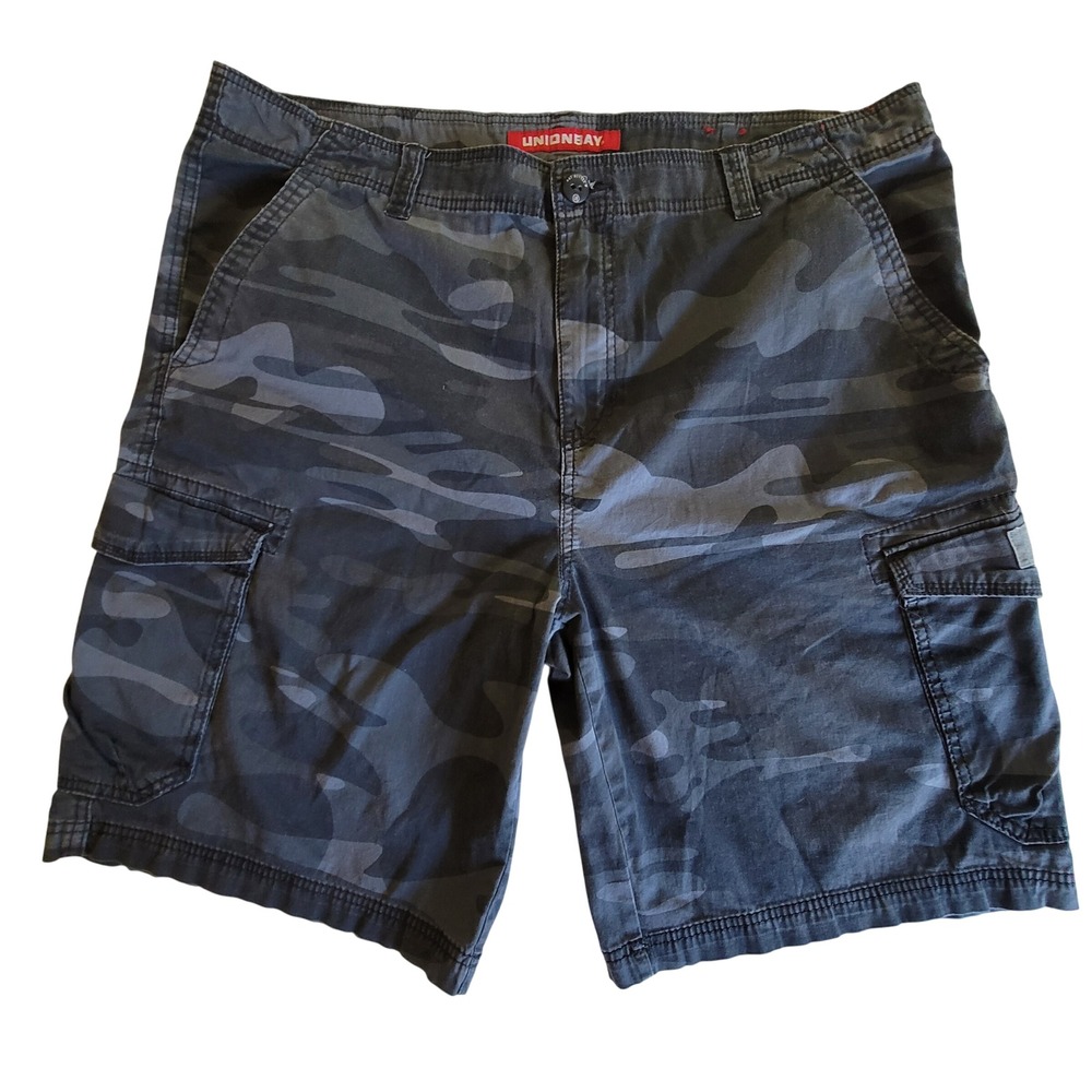 Unionbay Cargo Shorts Mens 42 Grey Camouflage Stretch Utility Cotton Pockets